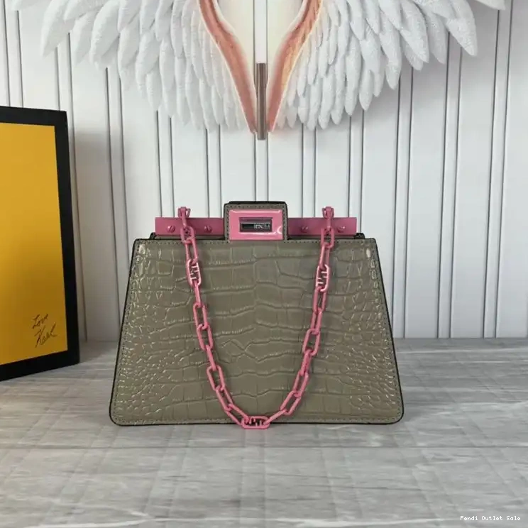 Cheap Fendi Crocodile Peekaboo Mini Coffee Cut Leather In Bag 0528